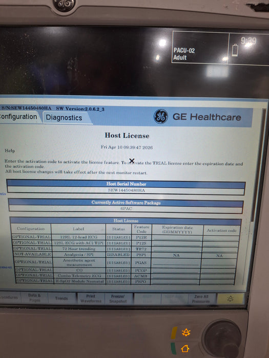 GE Healthcare Carescape B650 Post Anesthesia Care Patient Monitor
