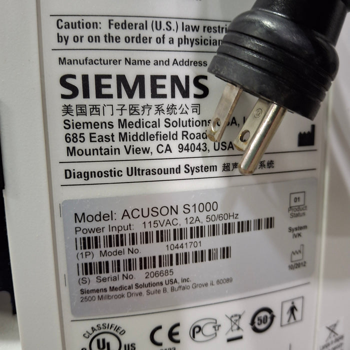 Siemens Acuson S1000 Ultrasound
