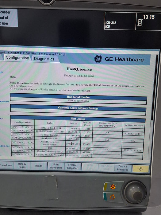 GE Healthcare Carescape B650 Critical Care Patient Monitor
