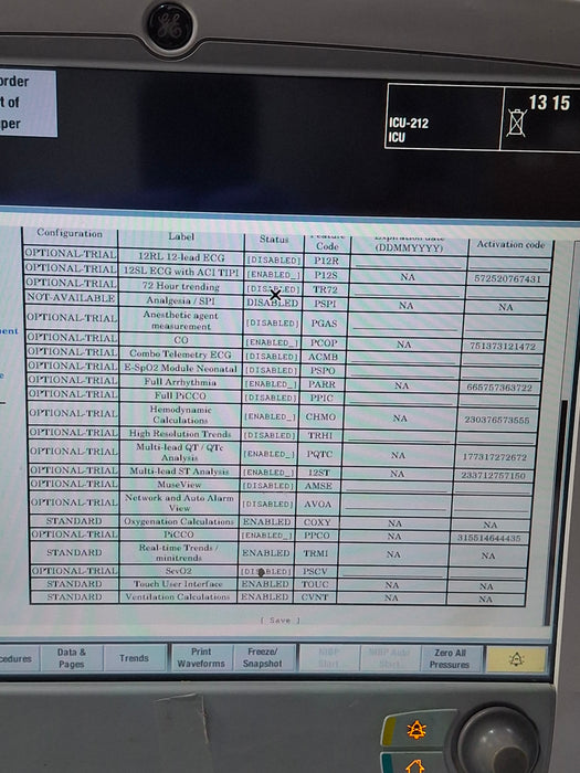 GE Healthcare Carescape B650 Critical Care Patient Monitor