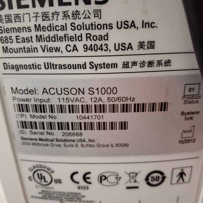 Siemens Acuson S1000 Ultrasound