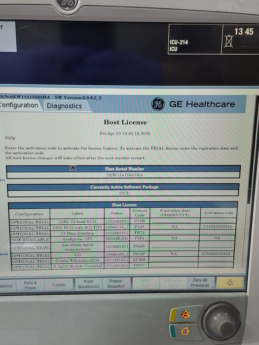GE Healthcare Carescape B650 Critical Care Patient Monitor