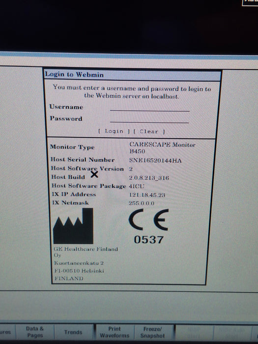 GE Healthcare Carescape B450 Critical Care Patient Monitor