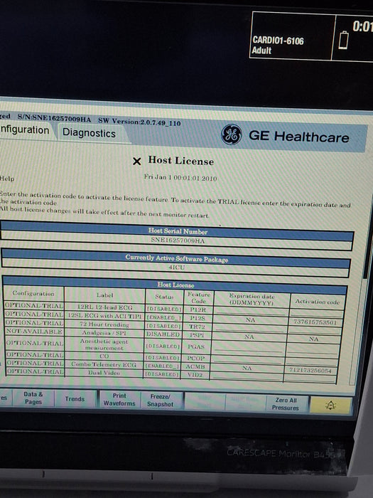 GE Healthcare Carescape B450 Critical Care Patient Monitor