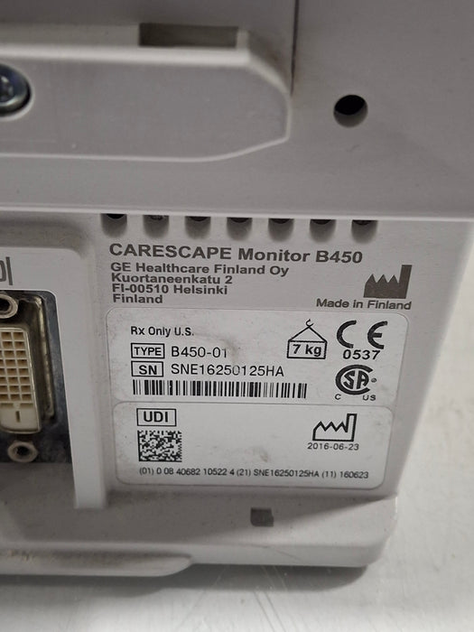 GE Healthcare Carescape B450 Critical Care Patient Monitor