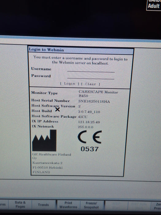 GE Healthcare Carescape B450 Critical Care Patient Monitor