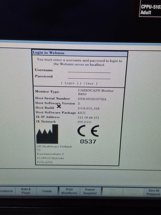 GE Healthcare Carescape B450 Critical Care Patient Monitor