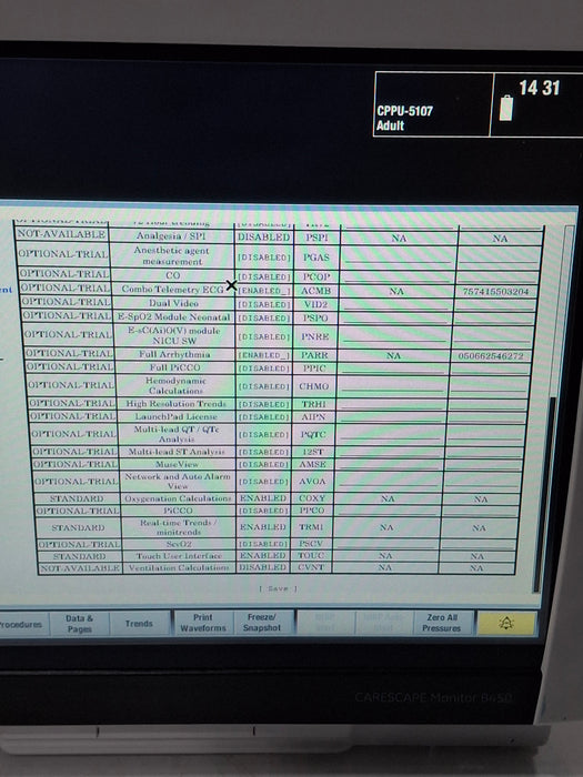 GE Healthcare Carescape B450 Critical Care Patient Monitor