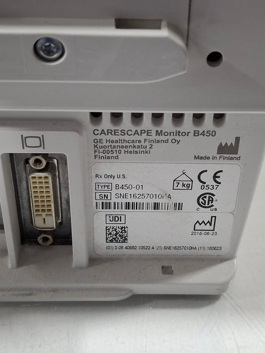 GE Healthcare Carescape B450 Critical Care Patient Monitor