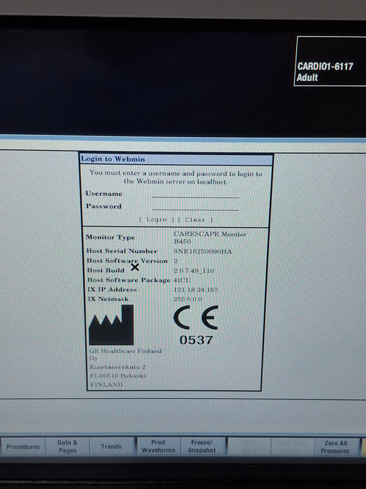 GE Healthcare Carescape B450 Critical Care Patient Monitor