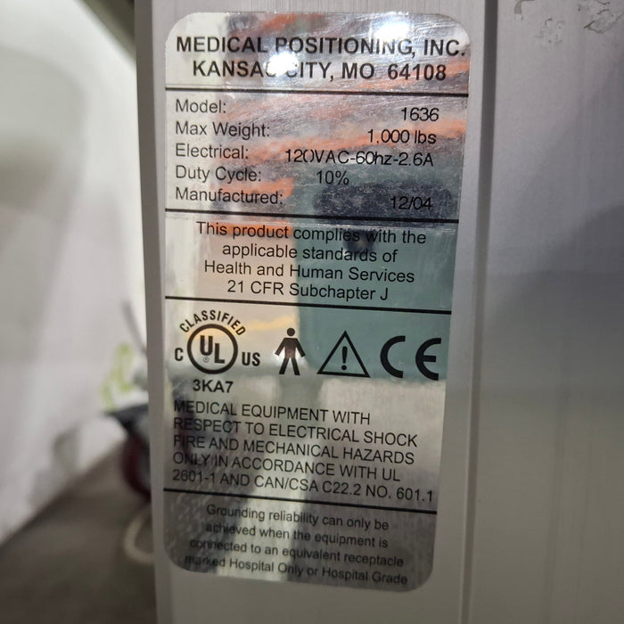 Medical Positioning, Inc. EchoBed 1636 Imaging Table