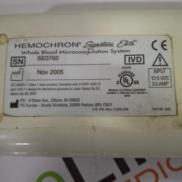 ITC Medical Hemochron Signature Elite rapid whole blood testing