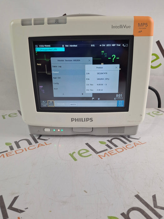 Philips IntelliVue MP5 SpO2, ECG, NIBP, IBP, Temp, CO2 Patient Monitor