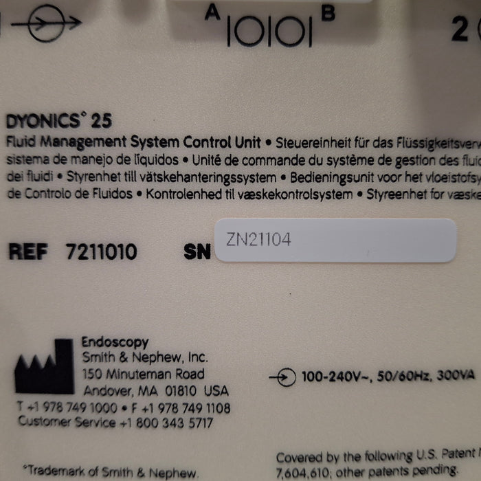 Smith & Nephew Dyonics 25 Fluid Management System Control Unit