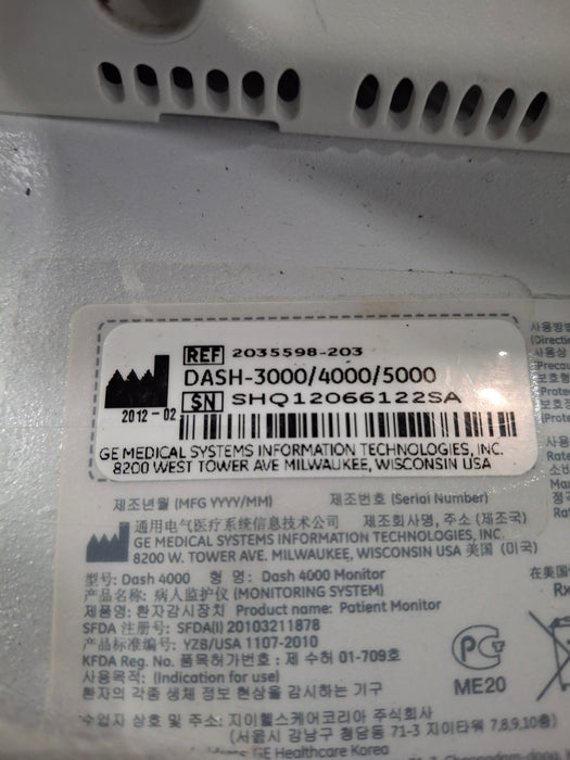 GE Healthcare Dash 4000 - GE/Nellcor SpO2 Patient Monitor