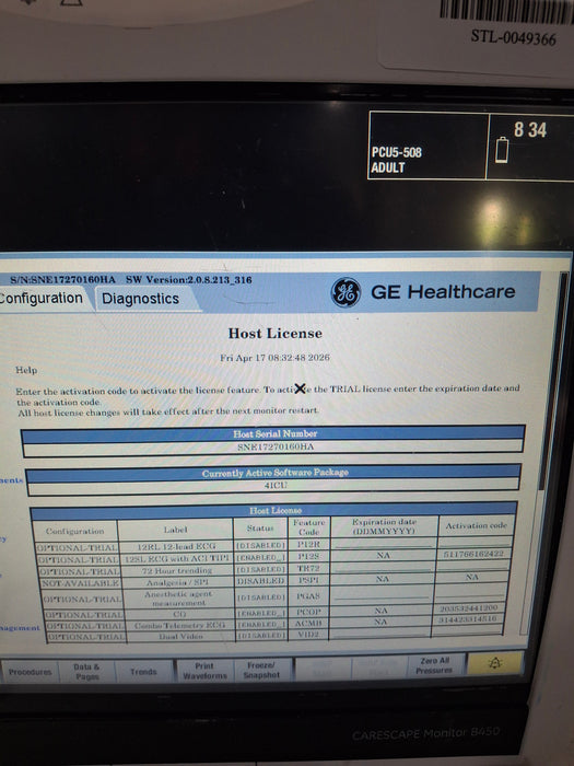 GE Healthcare Carescape B450 Critical Care Patient Monitor
