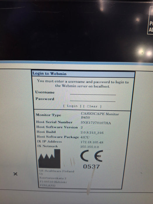 GE Healthcare Carescape B450 Critical Care Patient Monitor
