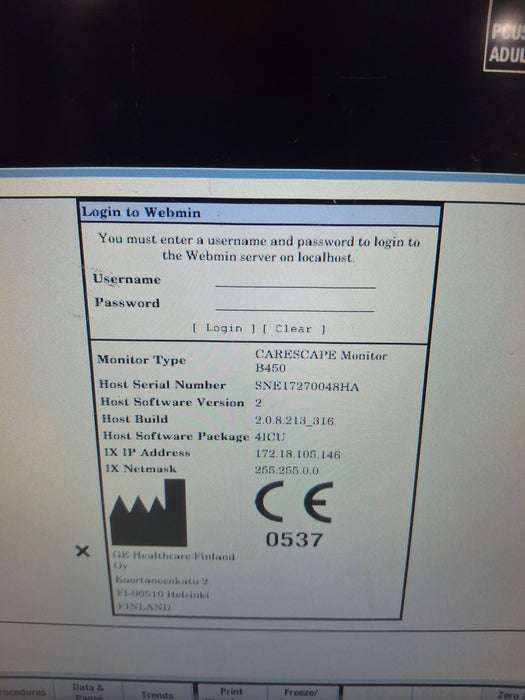 GE Healthcare Carescape B450 Critical Care Patient Monitor