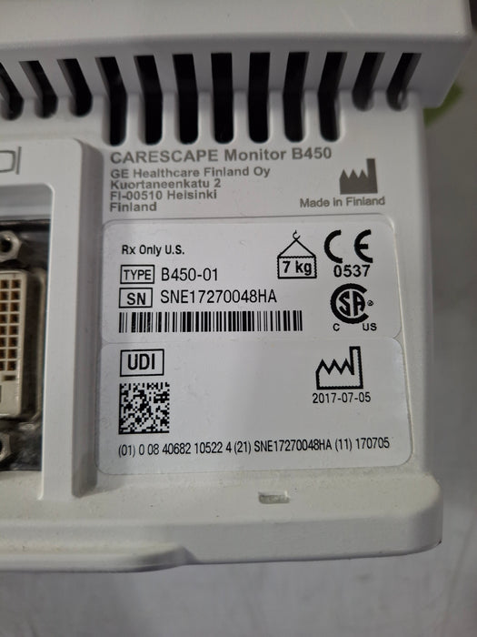 GE Healthcare Carescape B450 Critical Care Patient Monitor