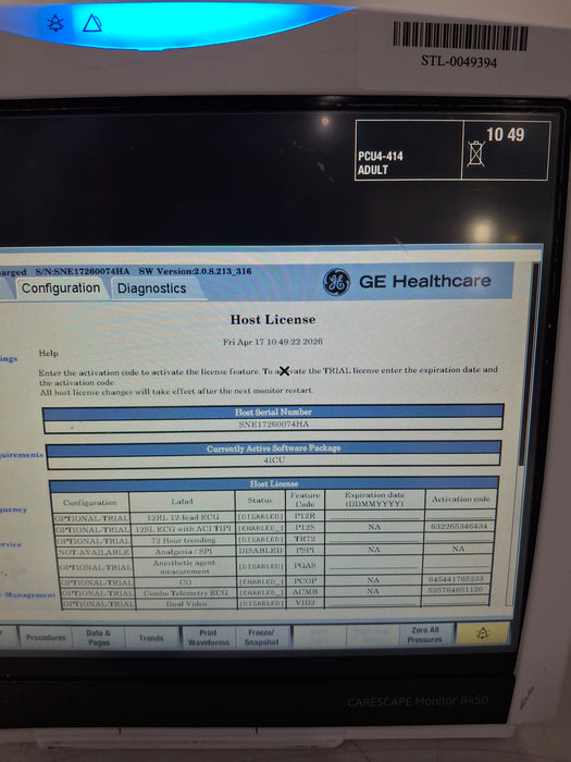 GE Healthcare Carescape B450 Critical Care Patient Monitor