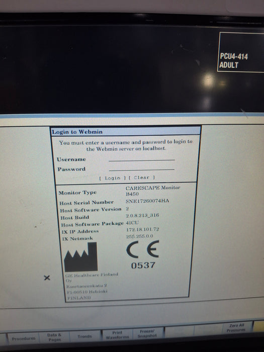 GE Healthcare Carescape B450 Critical Care Patient Monitor