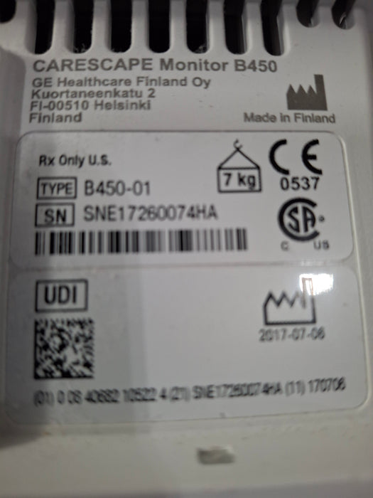 GE Healthcare Carescape B450 Critical Care Patient Monitor