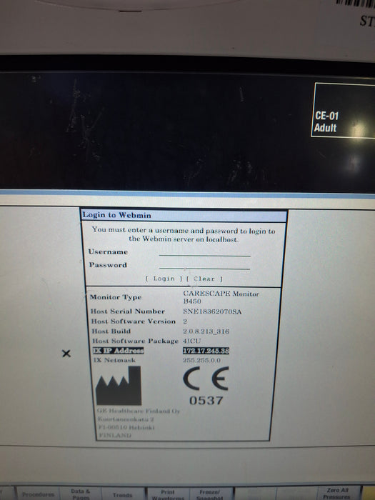 GE Healthcare Carescape B450 Critical Care Patient Monitor