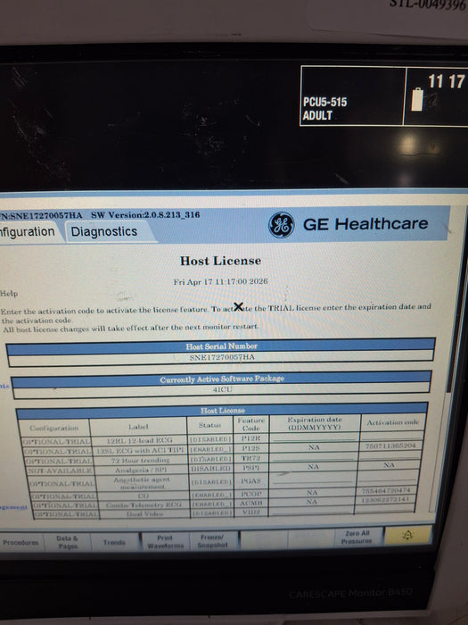 GE Healthcare Carescape B450 Critical Care Patient Monitor