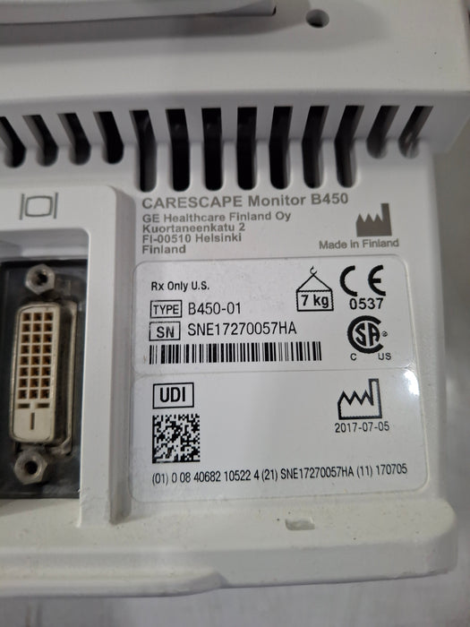 GE Healthcare Carescape B450 Critical Care Patient Monitor