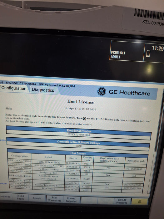 GE Healthcare Carescape B450 Critical Care Patient Monitor
