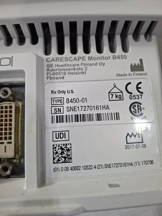 GE Healthcare Carescape B450 Critical Care Patient Monitor