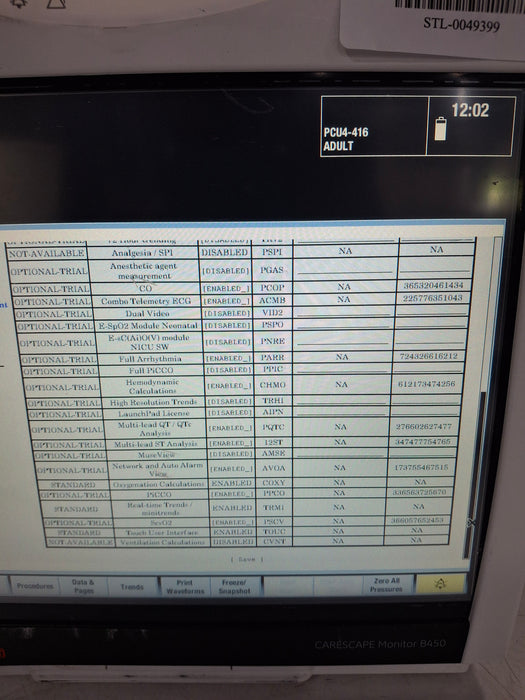 GE Healthcare Carescape B450 Critical Care Patient Monitor