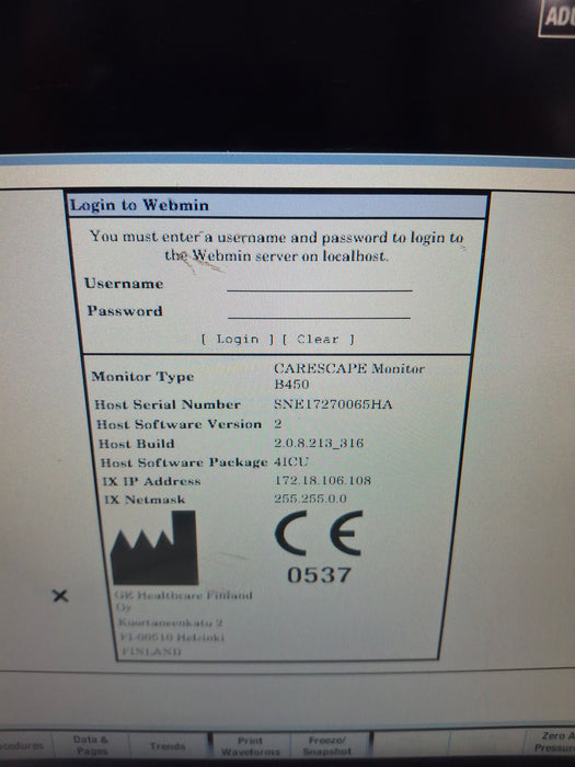 GE Healthcare Carescape B450 Critical Care Patient Monitor