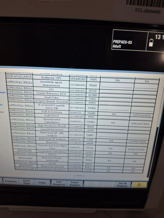GE Healthcare Carescape B450 Post Anesthesia Care Patient Monitor