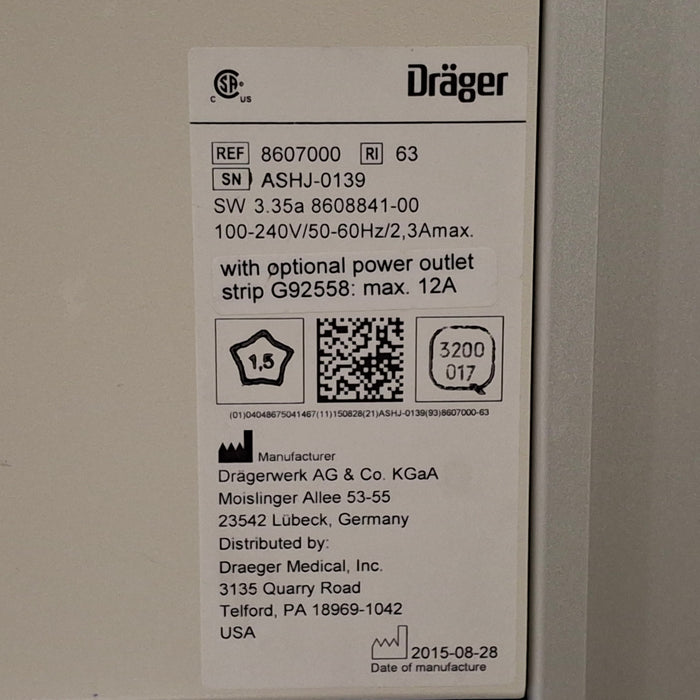 Draeger Medical Fabius GS Premium Anesthesia Machine