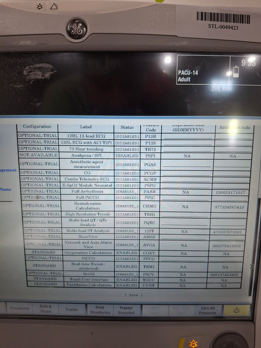 GE Healthcare Carescape B650 Post Anesthesia Care Patient Monitor
