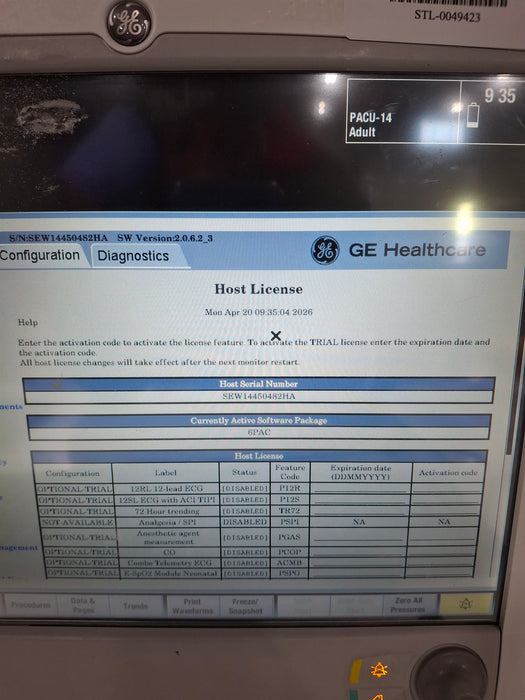 GE Healthcare Carescape B650 Post Anesthesia Care Patient Monitor