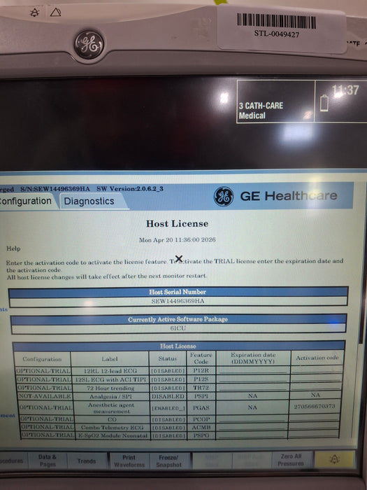 GE Healthcare Carescape B650 Critical Care Patient Monitor