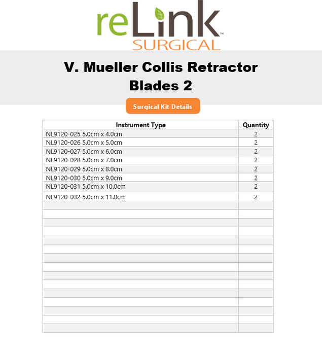 V. Mueller V. Mueller Collis Retractor Blade Set Surgical Sets reLink Online