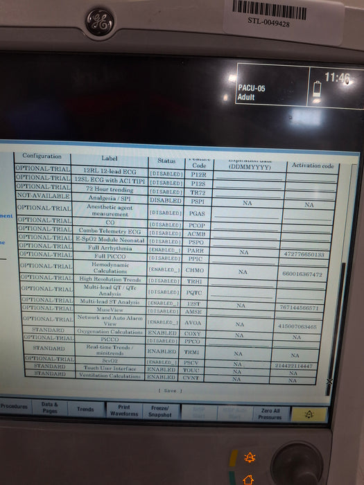 GE Healthcare Carescape B650 Post Anesthesia Care Patient Monitor