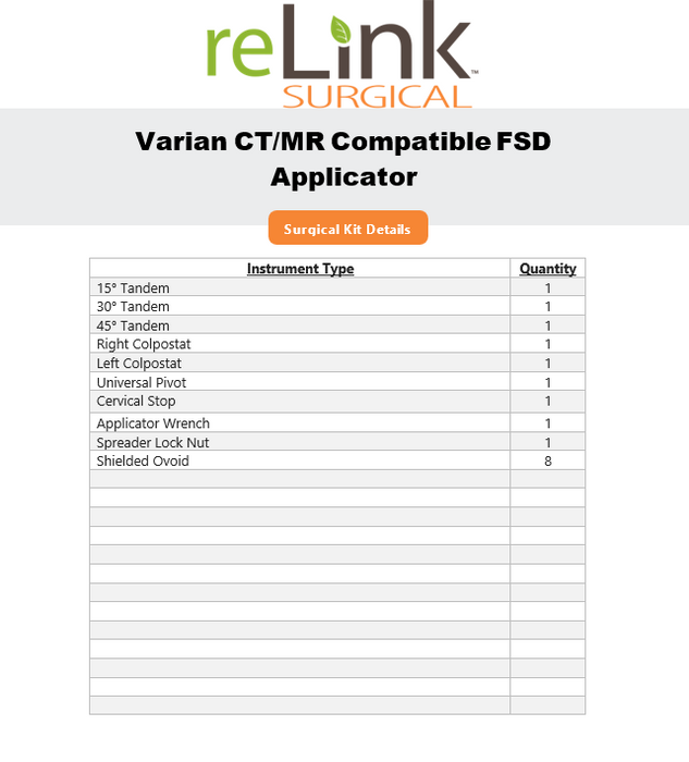 Varian CT/MR Compatible FSD Applicator Set