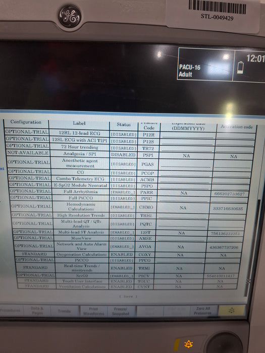 GE Healthcare Carescape B650 Post Anesthesia Care Patient Monitor