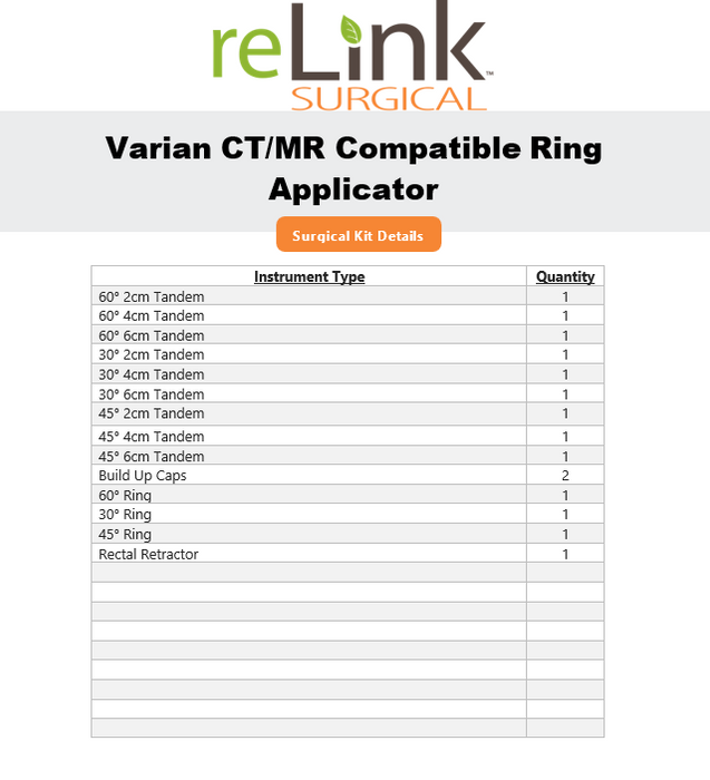 Varian CT/MR Compatible Ring Applicator Set