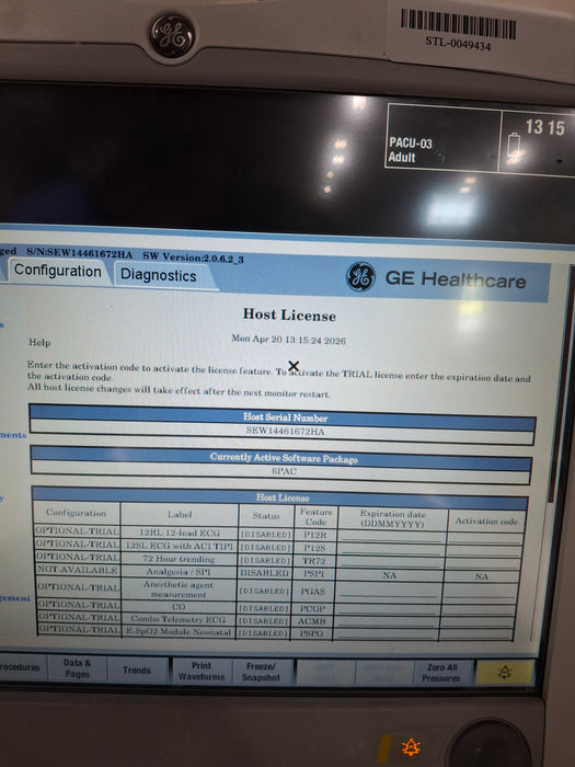 GE Healthcare Carescape B650 Post Anesthesia Care Patient Monitor