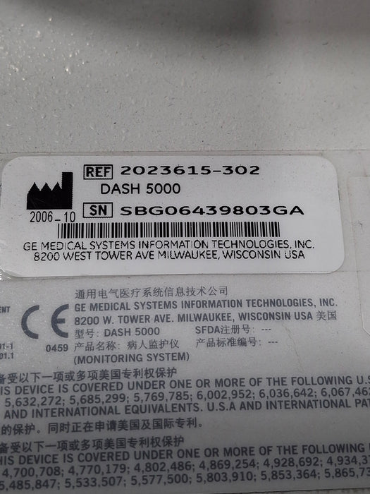 GE Healthcare Dash 5000 - Masimo SpO2 Patient Monitor