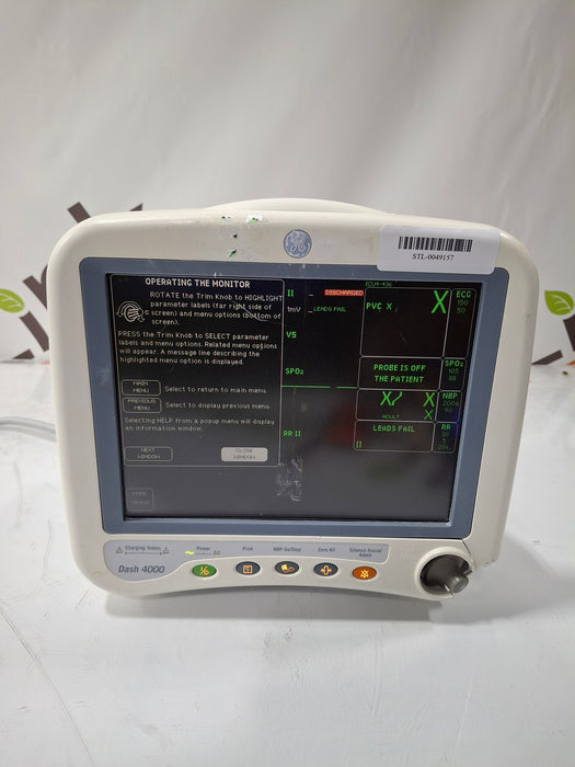 GE Healthcare Dash 4000 - GE/Nellcor SpO2 Patient Monitor