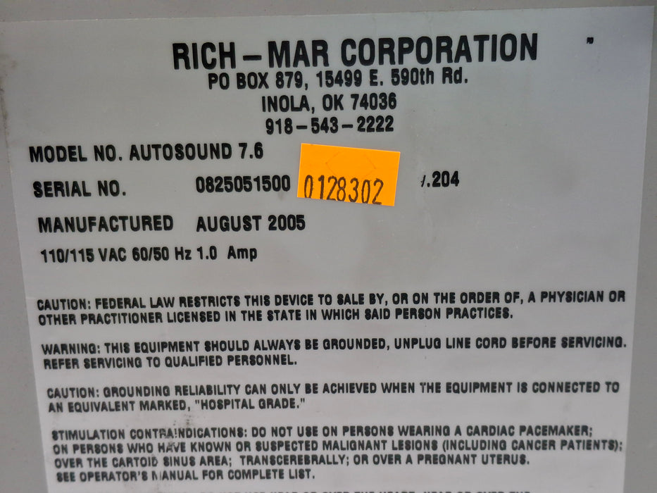 RichMar RichMar Autosound 7.6 Ultrasound Therapy Unit Fitness and Rehab Equipment reLink Online