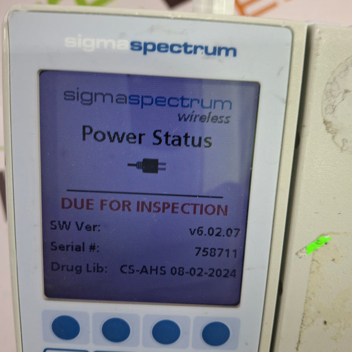 Baxter Sigma Spectrum 6.02.07 with B/G Battery Infusion Pump
