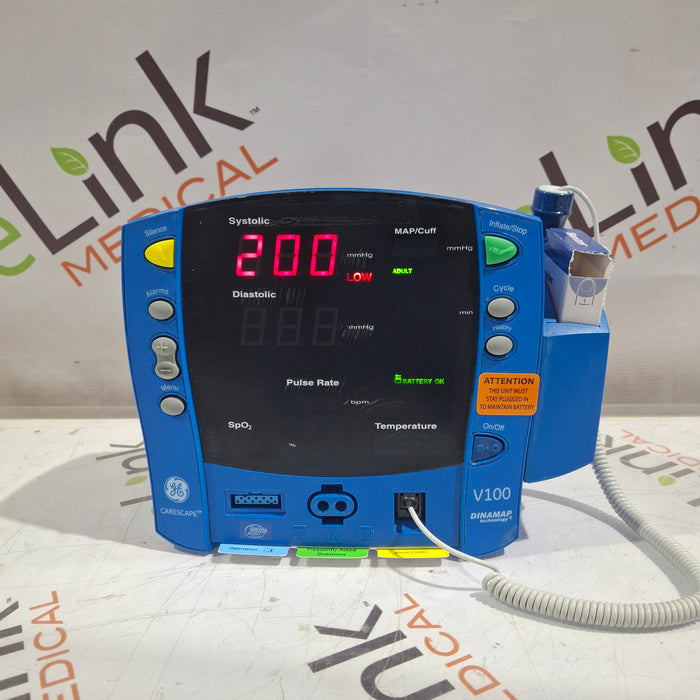 GE Healthcare Dinamap V100 - NIBP, SpO2, Temp Vital Signs Monitor