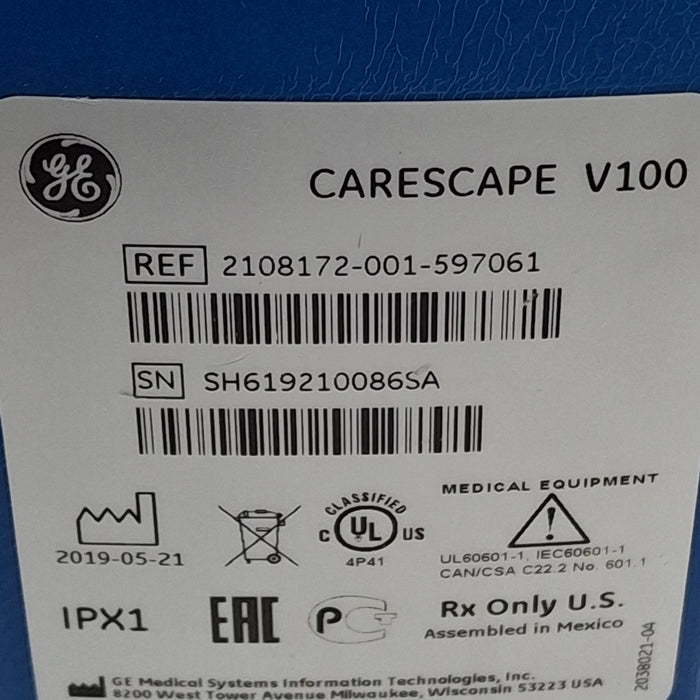 GE Healthcare Dinamap V100 - NIBP, SpO2, Temp Vital Signs Monitor